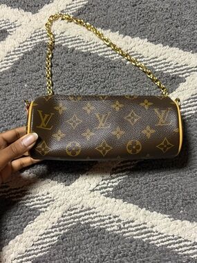 Louis Vuitton Monogram Mini Cylinder Bag in Brown with Gold Chain